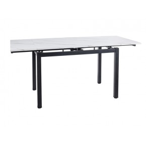 Стол обеденный SIGNAL GD017 белый мрамор/черный мат 110-170/74